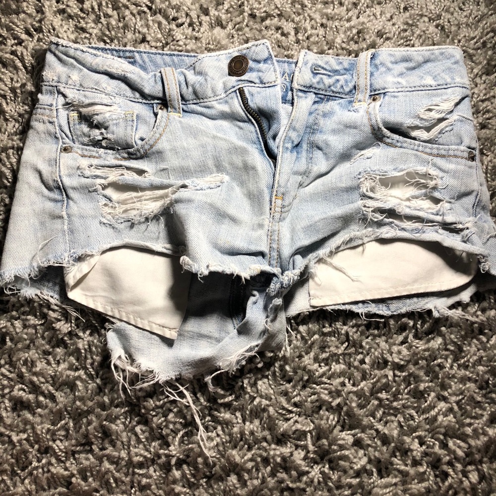 Light wash jean shorts